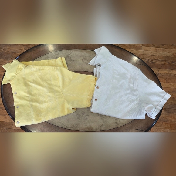 Jamaica Jaxx Other - Set Of 2 Mens Jamaica Jaxx Dress Shirts 100% Silk Yellow & Cream XXL